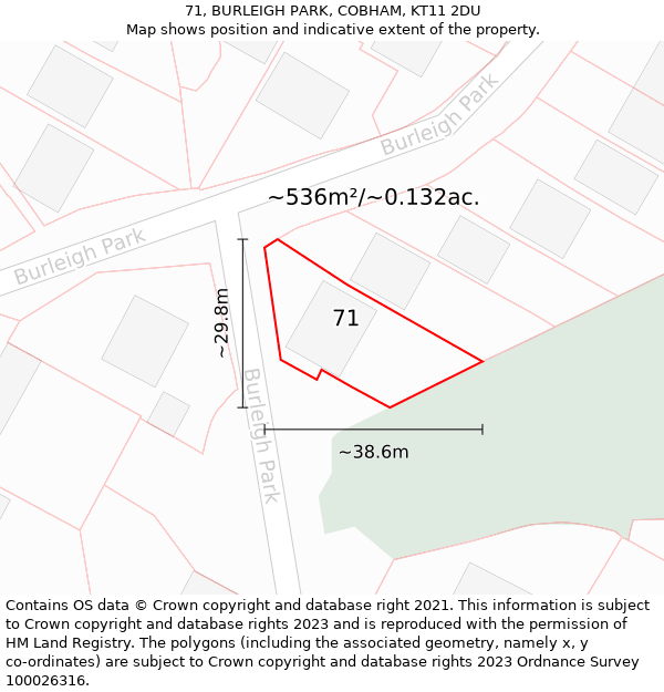 71, BURLEIGH PARK, COBHAM, KT11 2DU: Plot and title map