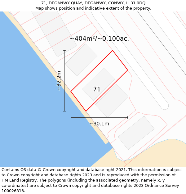 71, DEGANWY QUAY, DEGANWY, CONWY, LL31 9DQ: Plot and title map