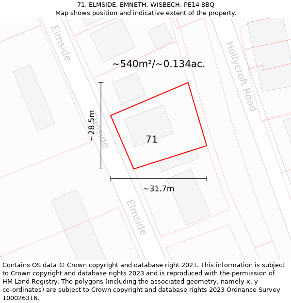 71, ELMSIDE, EMNETH, WISBECH, PE14 8BQ: Plot and title map