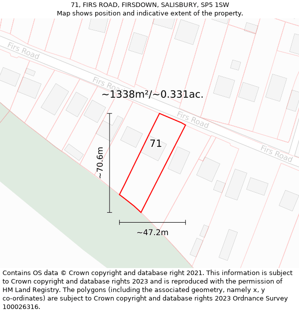 71, FIRS ROAD, FIRSDOWN, SALISBURY, SP5 1SW: Plot and title map