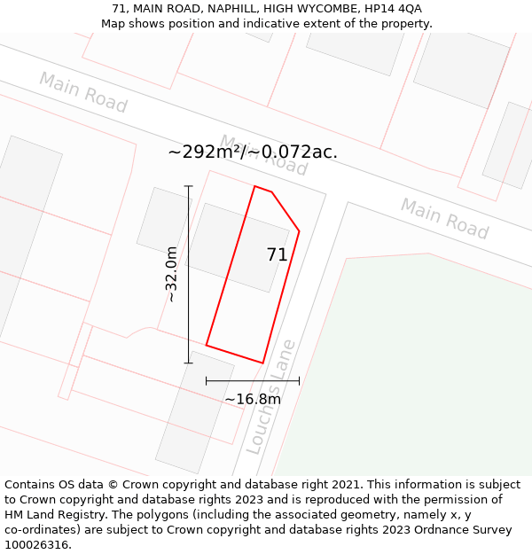 71, MAIN ROAD, NAPHILL, HIGH WYCOMBE, HP14 4QA: Plot and title map