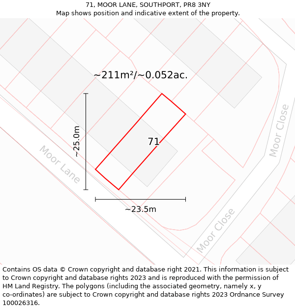 71, MOOR LANE, SOUTHPORT, PR8 3NY: Plot and title map