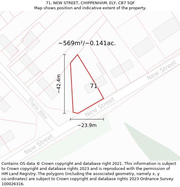 71, NEW STREET, CHIPPENHAM, ELY, CB7 5QF: Plot and title map