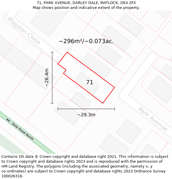 71, PARK AVENUE, DARLEY DALE, MATLOCK, DE4 2FX: Plot and title map