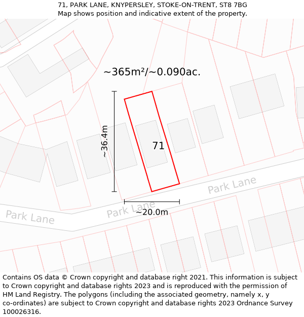 71, PARK LANE, KNYPERSLEY, STOKE-ON-TRENT, ST8 7BG: Plot and title map