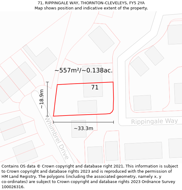 71, RIPPINGALE WAY, THORNTON-CLEVELEYS, FY5 2YA: Plot and title map