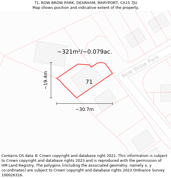 71, ROW BROW PARK, DEARHAM, MARYPORT, CA15 7JU: Plot and title map