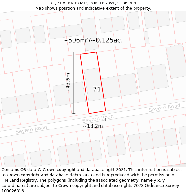 71, SEVERN ROAD, PORTHCAWL, CF36 3LN: Plot and title map