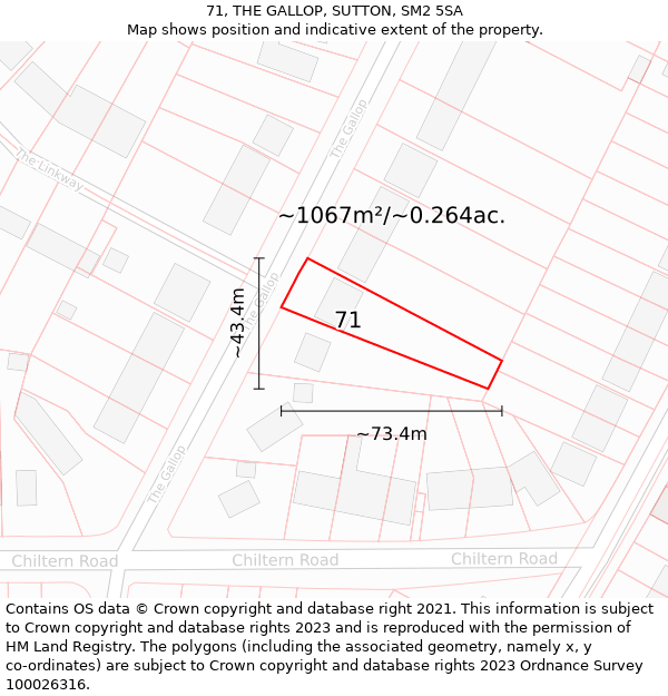 71, THE GALLOP, SUTTON, SM2 5SA: Plot and title map