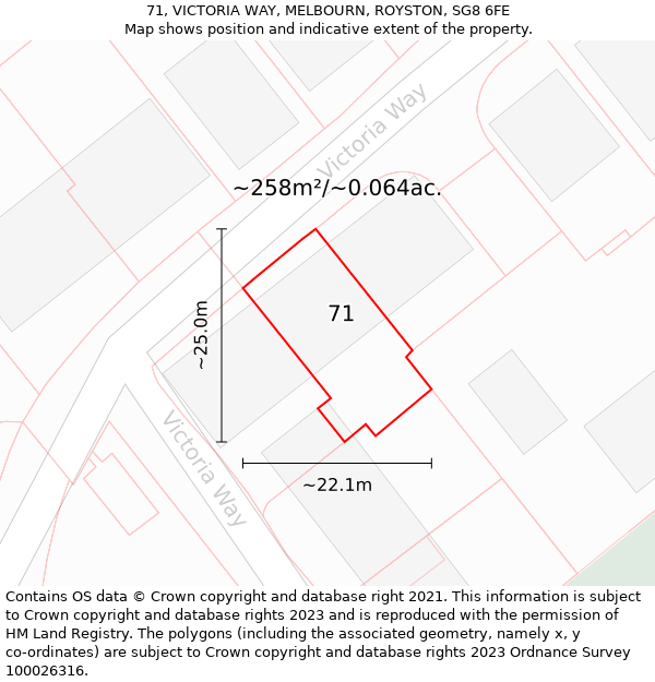 71, VICTORIA WAY, MELBOURN, ROYSTON, SG8 6FE: Plot and title map