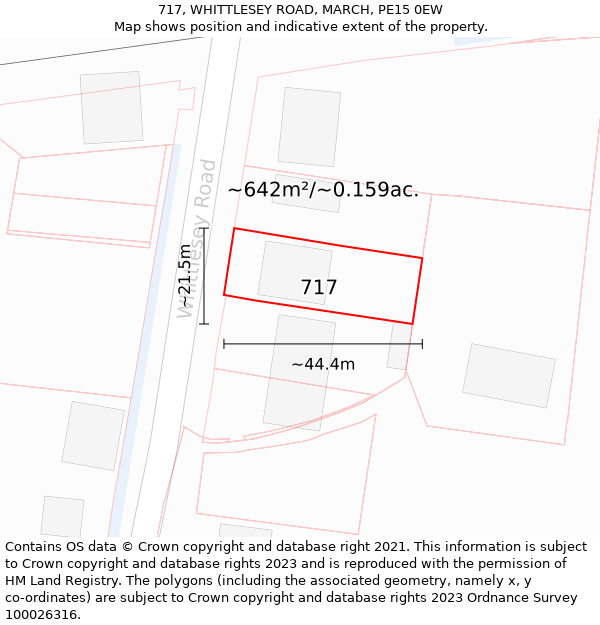 717, WHITTLESEY ROAD, MARCH, PE15 0EW: Plot and title map