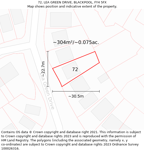 72, LEA GREEN DRIVE, BLACKPOOL, FY4 5FX: Plot and title map