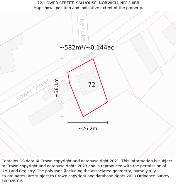 72, LOWER STREET, SALHOUSE, NORWICH, NR13 6RB: Plot and title map