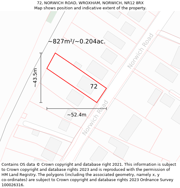 72, NORWICH ROAD, WROXHAM, NORWICH, NR12 8RX: Plot and title map