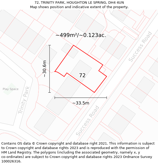 72, TRINITY PARK, HOUGHTON LE SPRING, DH4 4UN: Plot and title map