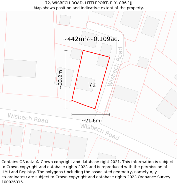 72, WISBECH ROAD, LITTLEPORT, ELY, CB6 1JJ: Plot and title map