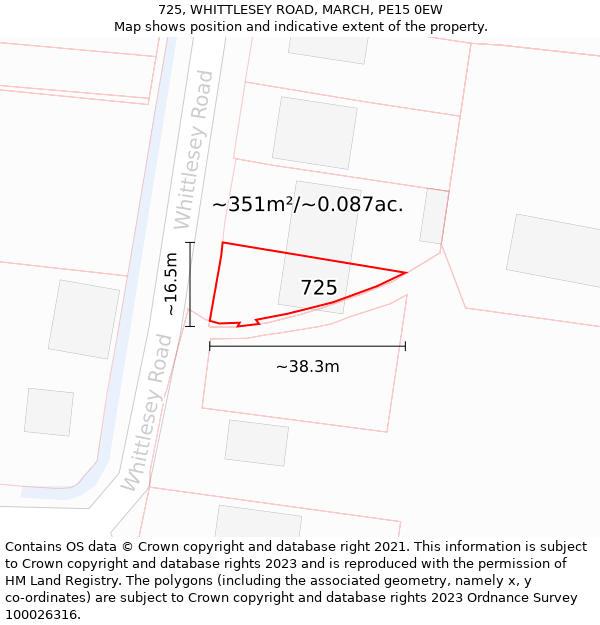 725, WHITTLESEY ROAD, MARCH, PE15 0EW: Plot and title map