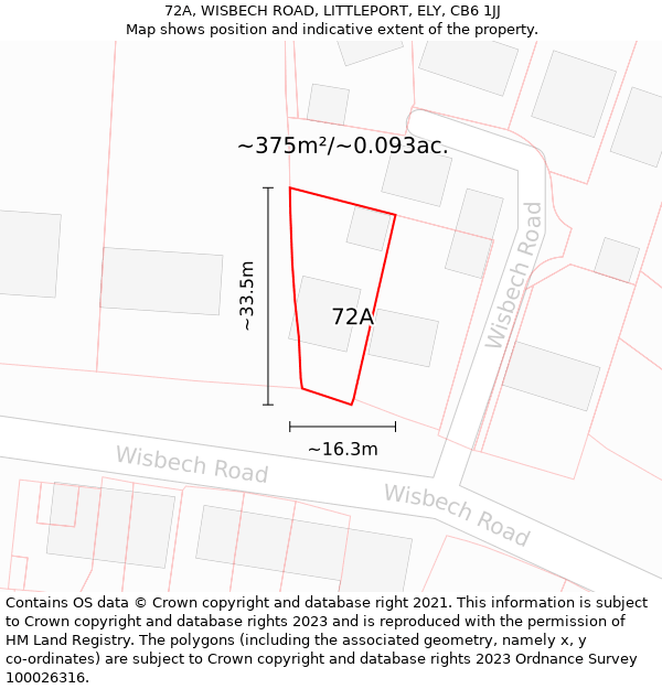 72A, WISBECH ROAD, LITTLEPORT, ELY, CB6 1JJ: Plot and title map