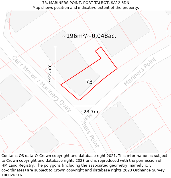 73, MARINERS POINT, PORT TALBOT, SA12 6DN: Plot and title map