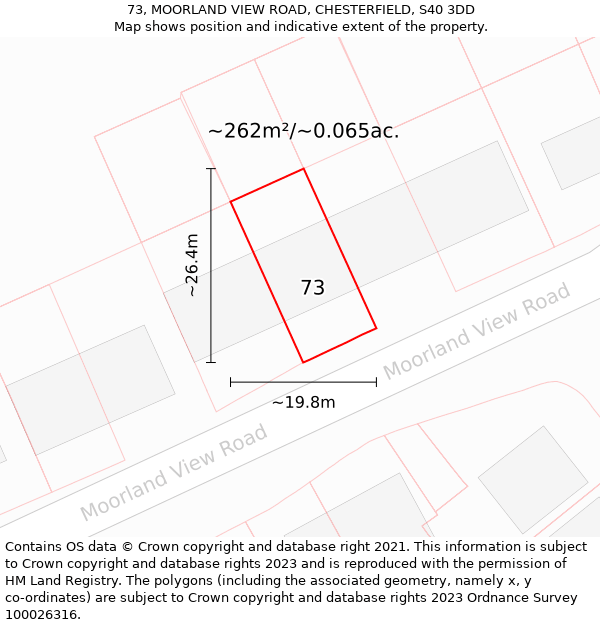 73, MOORLAND VIEW ROAD, CHESTERFIELD, S40 3DD: Plot and title map