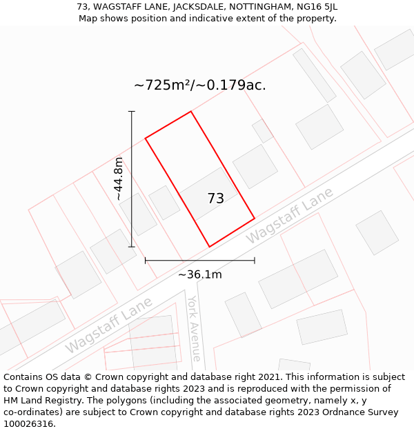 73, WAGSTAFF LANE, JACKSDALE, NOTTINGHAM, NG16 5JL: Plot and title map