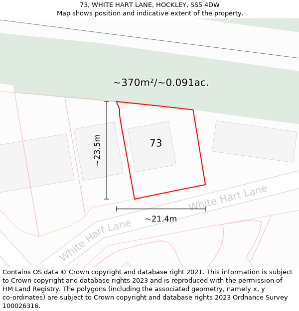 73, WHITE HART LANE, HOCKLEY, SS5 4DW: Plot and title map