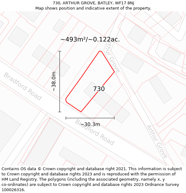 730, ARTHUR GROVE, BATLEY, WF17 8NJ: Plot and title map