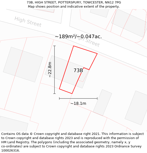 73B, HIGH STREET, POTTERSPURY, TOWCESTER, NN12 7PG: Plot and title map