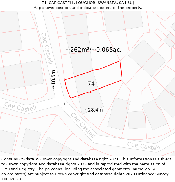 74, CAE CASTELL, LOUGHOR, SWANSEA, SA4 6UJ: Plot and title map