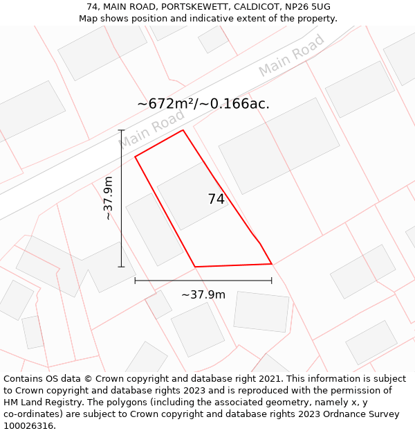 74, MAIN ROAD, PORTSKEWETT, CALDICOT, NP26 5UG: Plot and title map