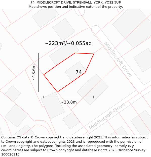 74, MIDDLECROFT DRIVE, STRENSALL, YORK, YO32 5UP: Plot and title map