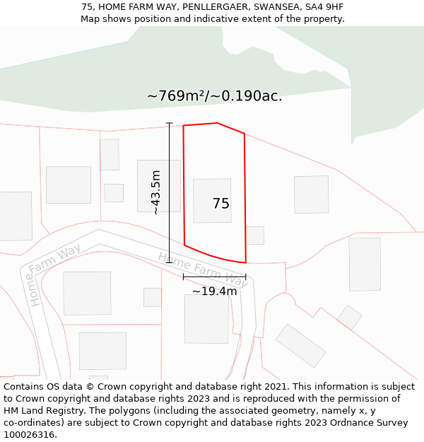 75, HOME FARM WAY, PENLLERGAER, SWANSEA, SA4 9HF: Plot and title map