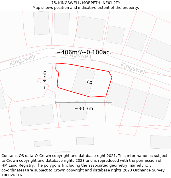 75, KINGSWELL, MORPETH, NE61 2TY: Plot and title map