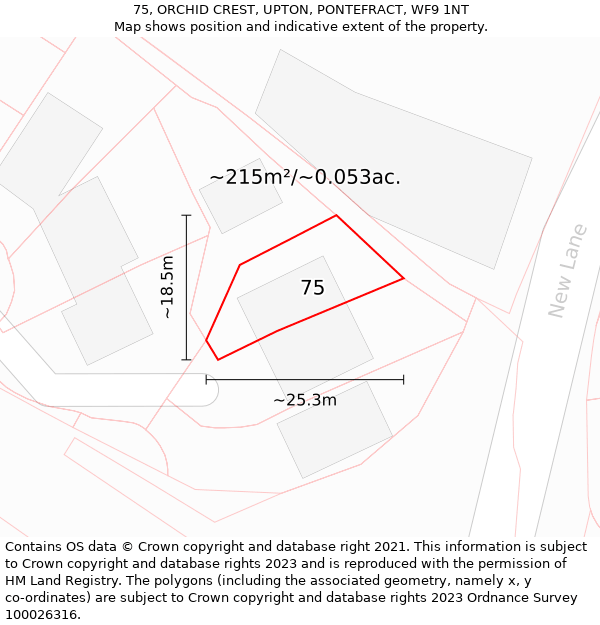 75, ORCHID CREST, UPTON, PONTEFRACT, WF9 1NT: Plot and title map