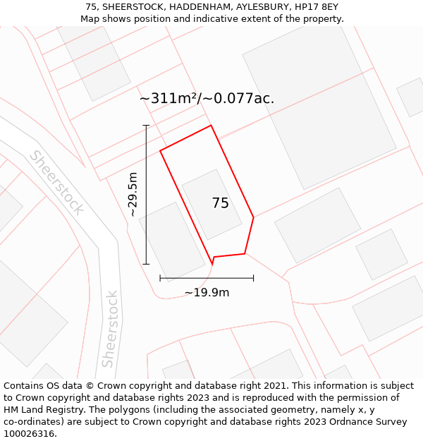 75, SHEERSTOCK, HADDENHAM, AYLESBURY, HP17 8EY: Plot and title map