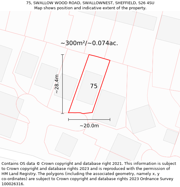 75, SWALLOW WOOD ROAD, SWALLOWNEST, SHEFFIELD, S26 4SU: Plot and title map