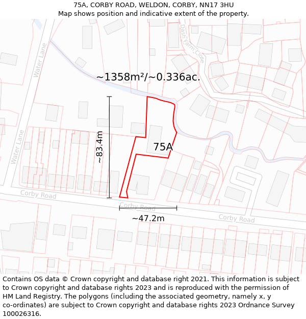 75A, CORBY ROAD, WELDON, CORBY, NN17 3HU: Plot and title map