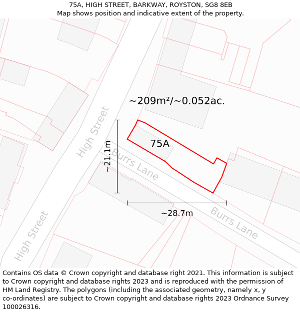 75A, HIGH STREET, BARKWAY, ROYSTON, SG8 8EB: Plot and title map