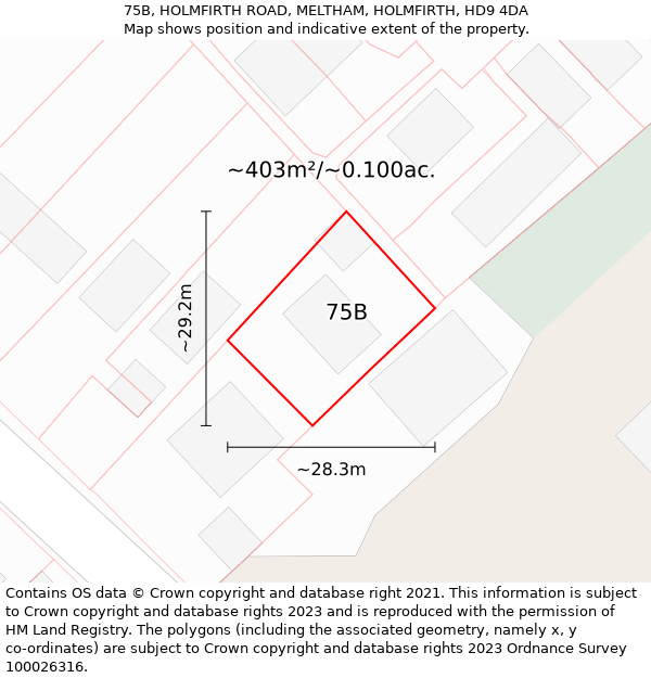 75B, HOLMFIRTH ROAD, MELTHAM, HOLMFIRTH, HD9 4DA: Plot and title map