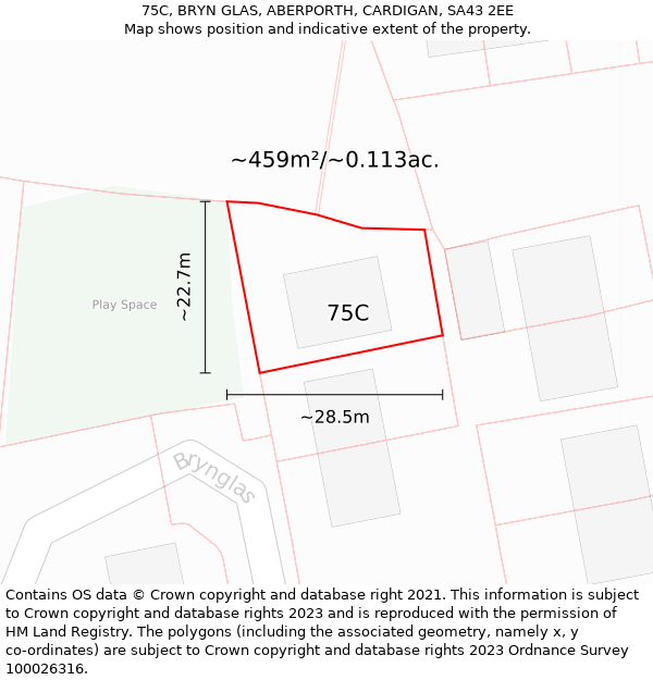 75C, BRYN GLAS, ABERPORTH, CARDIGAN, SA43 2EE: Plot and title map