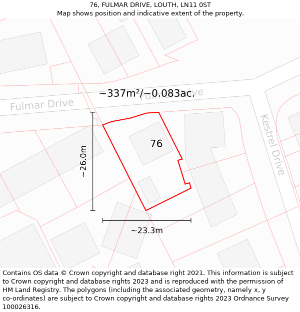 76, FULMAR DRIVE, LOUTH, LN11 0ST: Plot and title map