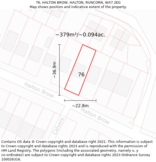 76, HALTON BROW, HALTON, RUNCORN, WA7 2EG: Plot and title map