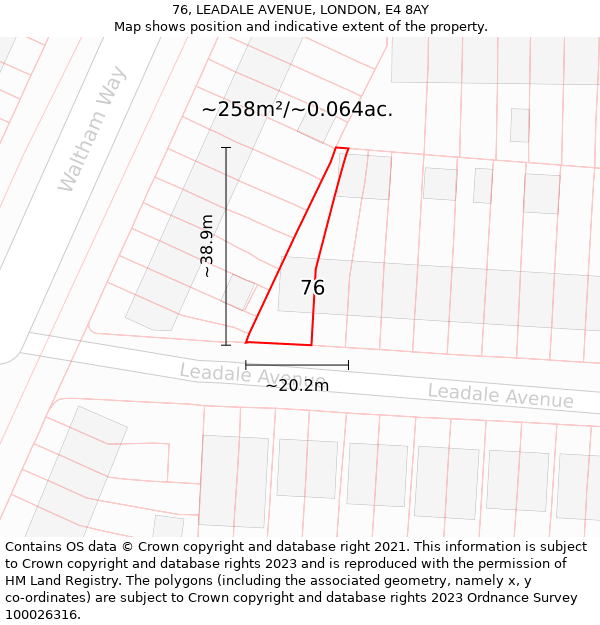 76, LEADALE AVENUE, LONDON, E4 8AY: Plot and title map