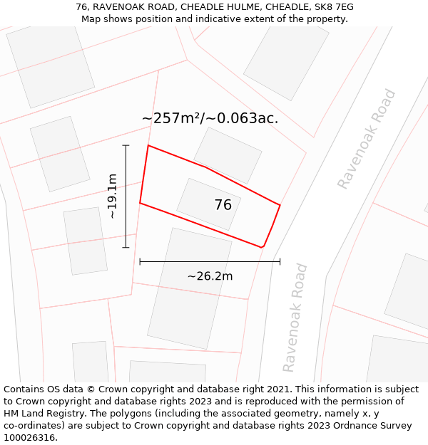 76, RAVENOAK ROAD, CHEADLE HULME, CHEADLE, SK8 7EG: Plot and title map