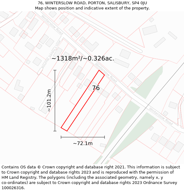 76, WINTERSLOW ROAD, PORTON, SALISBURY, SP4 0JU: Plot and title map