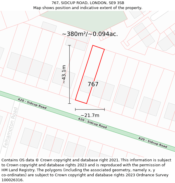 767, SIDCUP ROAD, LONDON, SE9 3SB: Plot and title map