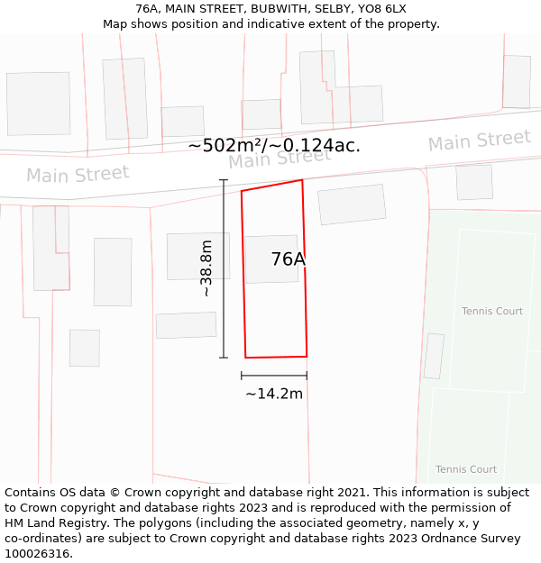 76A, MAIN STREET, BUBWITH, SELBY, YO8 6LX: Plot and title map