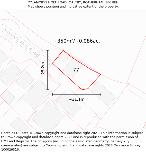 77, AMORYS HOLT ROAD, MALTBY, ROTHERHAM, S66 8EH: Plot and title map