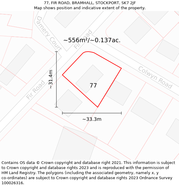 77, FIR ROAD, BRAMHALL, STOCKPORT, SK7 2JF: Plot and title map