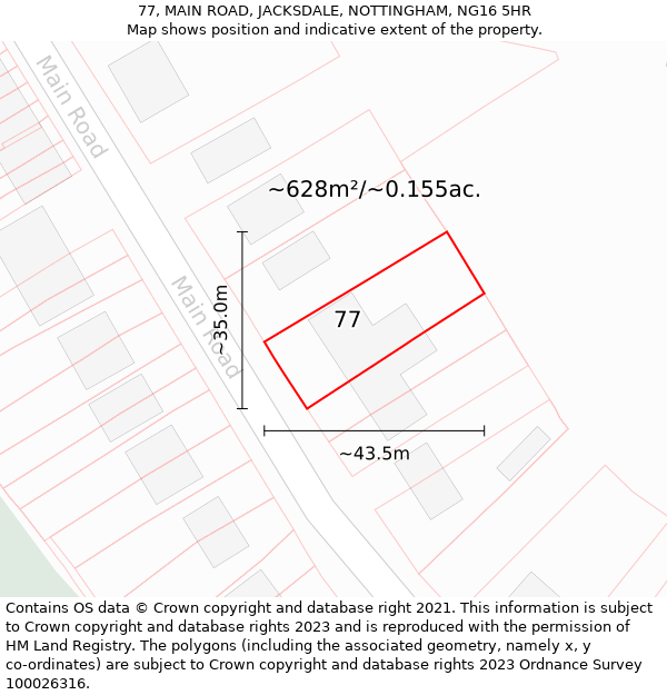 77, MAIN ROAD, JACKSDALE, NOTTINGHAM, NG16 5HR: Plot and title map